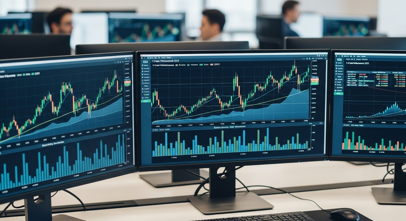 2025년 고배당 ETF 투자 트렌드를 보여주는 금융 차트와 그래프