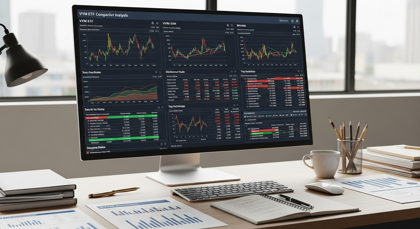 VYM ETF 비교 분석과 안정성 지표를 보여주는 금융 데이터